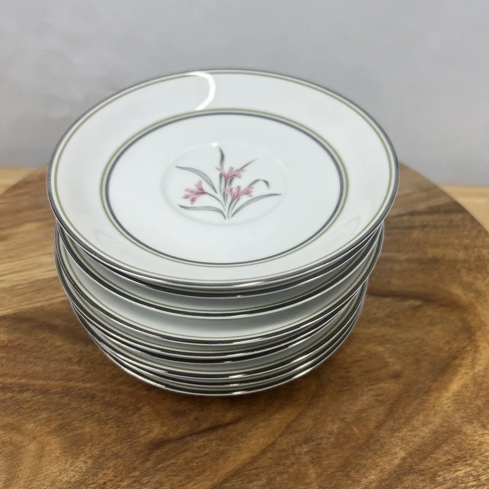 Noritake China Kent 5422 Bread Butter Plates Set of 9 Pink Floral Japan‎